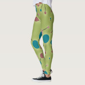 Retro Playful Large Molecules Universe Blue Green Leggings (Links)