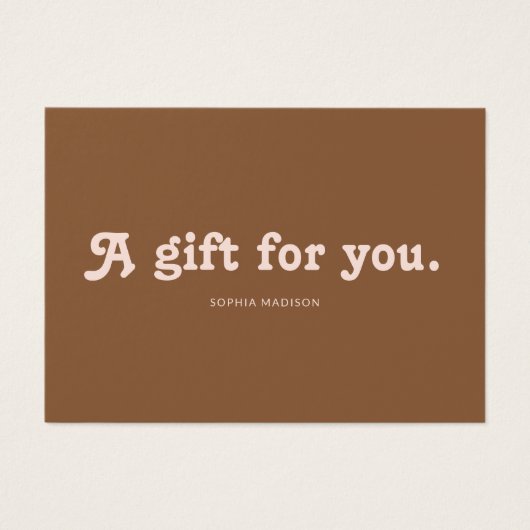 Retro Playful Minimalist Pink Brown Certificate Visitekaartje (Voorkant)