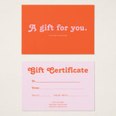 Retro Playful Minimalist Pink Orange Certificate Visitekaartje (Voorkant /achterkant)