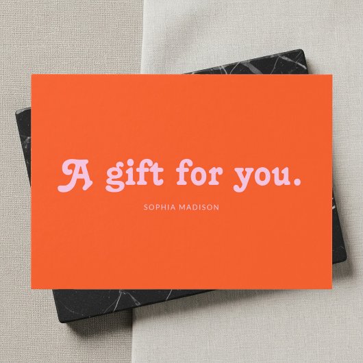 Retro Playful Minimalist Pink Orange Certificate Visitekaartje