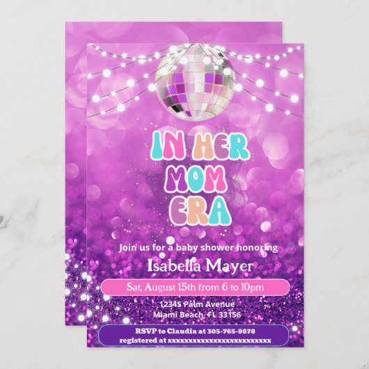 Retro Plezier In Haar Moeder Era Baby shower Uitno Kaart (Voorkant / Achterkant)
