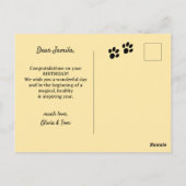 Retro Plezier Kat en Taart Verjaardag Briefkaart (Achterkant)