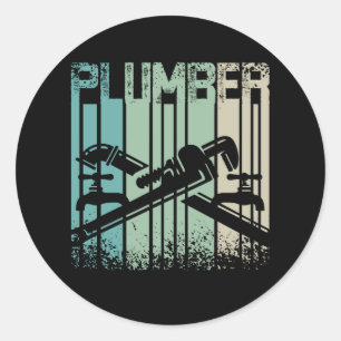  Retro Plumber Ronde Sticker