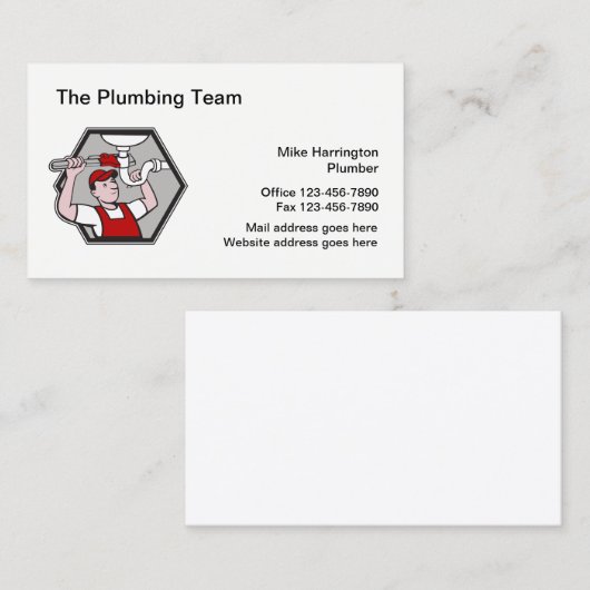 Retro Plumber Service-Visitekaartjes Visitekaartje (Voorkant / Achterkant)