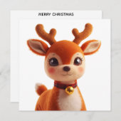Retro Plush Reindeer Christmas Art Feestdagenkaart (Voorkant / Achterkant)