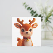 Retro Plush Reindeer Christmas Art Feestdagenkaart (Staand voorkant)
