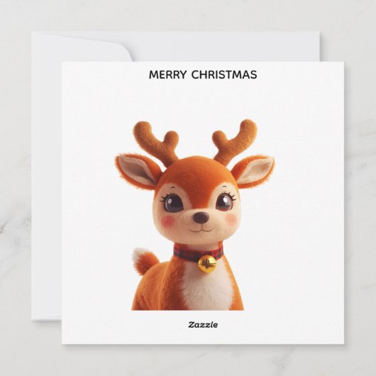 Retro Plush Reindeer Christmas Art Feestdagenkaart (Achterkant)