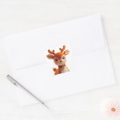 Retro Plush Reindeer Christmas Art Vierkante Sticker (Envelop)