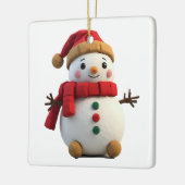 Retro Plush Snowman With Scarf Christmas Keramisch Ornament (Links)