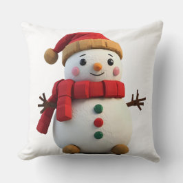 Retro Plush Snowman With Scarf Christmas Kussen