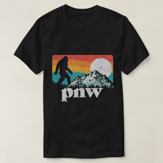 Retro PNW Bigfoot Mountain Design T-shirt (Design voorkant)