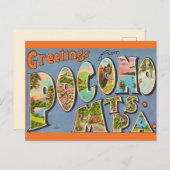 Retro Pocono Mountains Briefkaart (Voorkant / Achterkant)