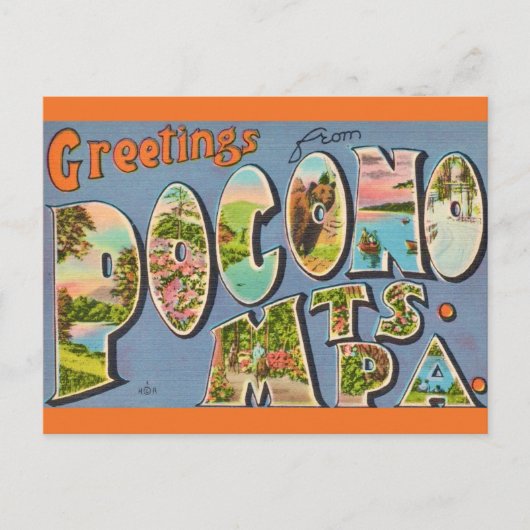 Retro Pocono Mountains Briefkaart (Voorkant)