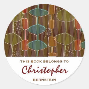 Retro Pod Boekplaten Ronde Sticker