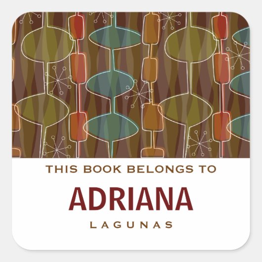 Retro Pod Vierkante Boekplaten Sticker (Voorkant)