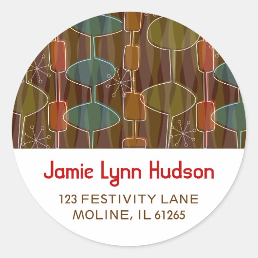 Retro Pods Adresetiketten Ronde Sticker (Voorkant)