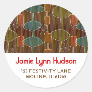 Retro Pods Adresetiketten Ronde Sticker