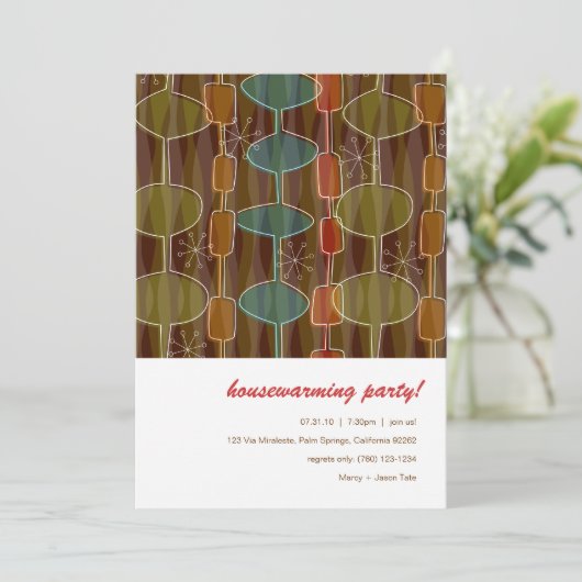 Retro Pods Housewarming Party Kaart (Staand voorkant)