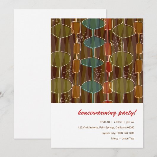 Retro Pods Housewarming Party Kaart (Voorkant / Achterkant)