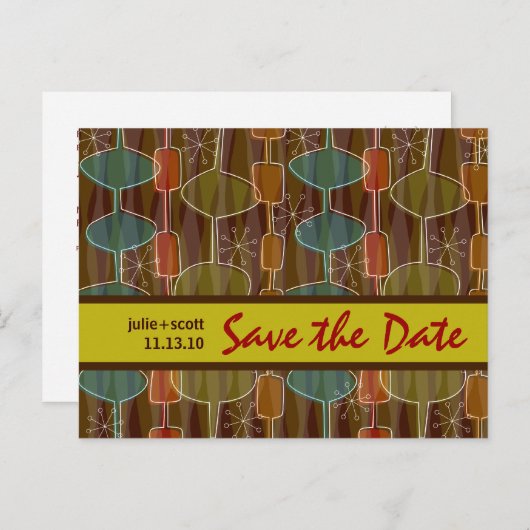 Retro Pods Sla de datum op Aankondigingskaart (Voorkant / Achterkant)