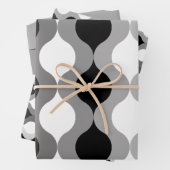 Retro Pods Zwart Wit Grijs Inpakpapier Vel (In situ)