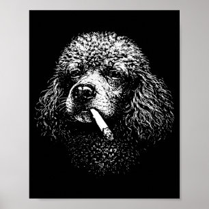 Retro poedel hond grafisch koele rokende hond port poster