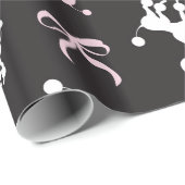 Retro Poedel & strik Roze, Wit & Zwart Chic Cadeaupapier (Rol Hoek)