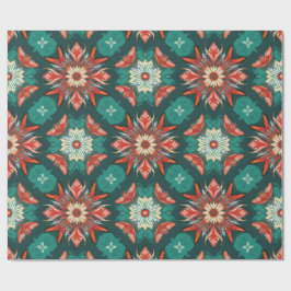 Retro Poinsettia Burst Kerstpatroon Cadeaupapier
