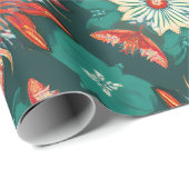 Retro Poinsettia Burst Kerstpatroon Cadeaupapier (Rol Hoek)