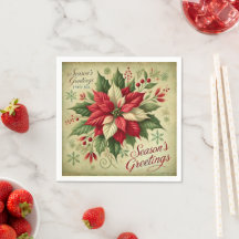 Retro Poinsettia Christmas Kaart Style Decoupage