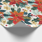 Retro Poinsettia Feestelijk Kerstinpakpapier Cadeaupapier (Hoek)