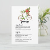 Retro Poinsettia Fiets Kerst Huwelijk Menu (Staand voorkant)
