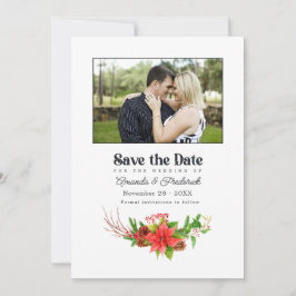 Retro Poinsettia Fiets Kerst Huwelijk QR Code Save The Date