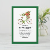 Retro Poinsettia Fiets Kerstbruiloft Kaart (Staand voorkant)