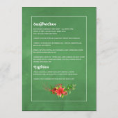 Retro Poinsettia Fietsvakantie Huwelijk Menu (Achterkant)