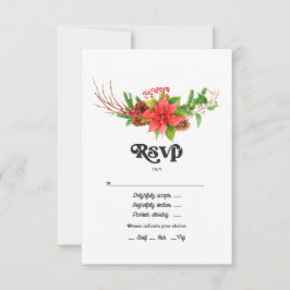 Retro Poinsettia Kerst Huwelijk RSVP Kaartje