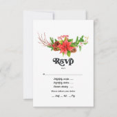 Retro Poinsettia Kerstvakantie bruiloft RSVP Kaartje (Voorkant)