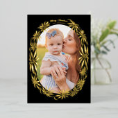 Retro Poinsettia Ovaal Frame Foto Folie Feestdagenkaart (Staand Voorkant)