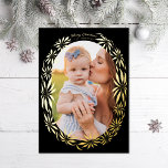 Retro Poinsettia Ovaal Lijst Foto Folie Feestdagenkaart<br><div class="desc">Origineel geïllustreerd lijst gemaakt van poinsettias in echte folie; kies uit goud,  roos of zilvergoud; achtergrondkleur is ook bewerkbaar</div>