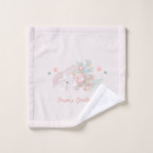 Retro Poinsettias Waterverf Roze en Groen Bad Handdoek (Wasdoekje)