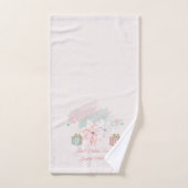 Retro Poinsettias Waterverf Roze witte cadeaus Bad Handdoek (Handdoek)