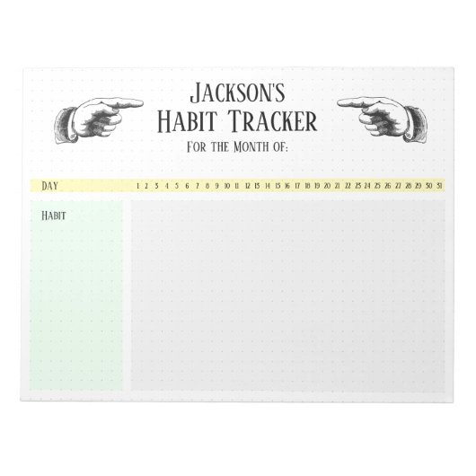 Retro Pointing Hands Habit Tracker Notitieblok (Voorkant)