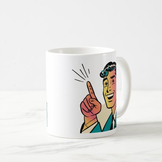 Retro Pointing Man Mug Koffiemok (Voorkant rechts)