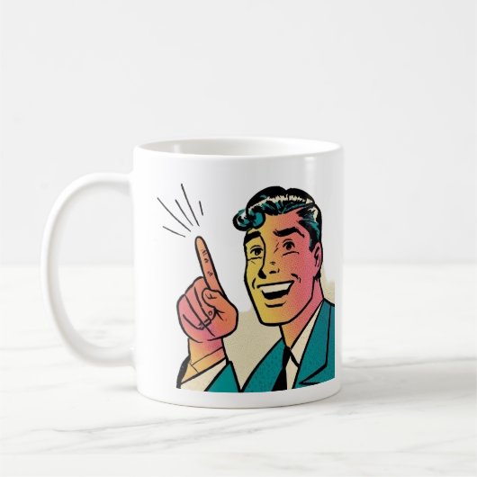 Retro Pointing Man Mug Koffiemok (Links)