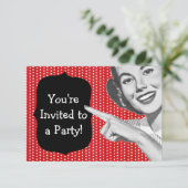 Retro Pointing Woman Birthday Kaart (Staand voorkant)
