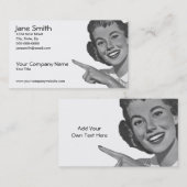 Retro Pointing Woman Visitekaartje (Voorkant / Achterkant)