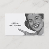Retro Pointing Woman Visitekaartje (Achterkant)