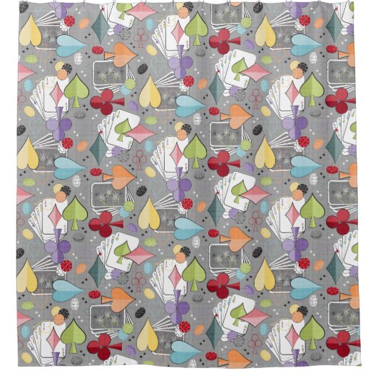 Retro Poker Douchegordijn (Voorkant)