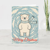 Retro Polar Bear Blizzard Christmas Feestdagen Kaart (Voorkant)