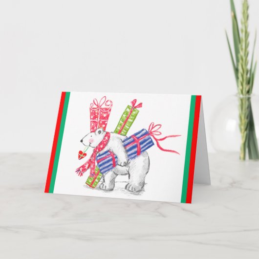 Retro Polar Bearing geschenken Kerstmis Feestdagen Kaart (Voorkant)
